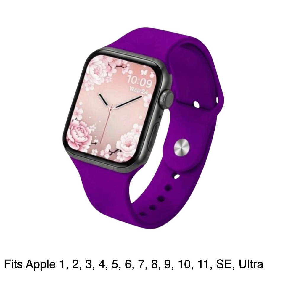 Apple iWatch Compatible Series Sporty Purple Silicone Watch Band 42/44/45/49mm